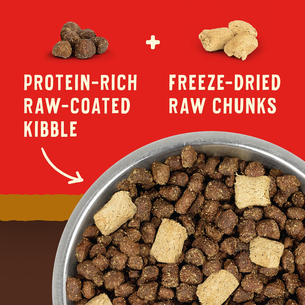 Wild Red raw chunks mixed with kibble for enhanced flavor.