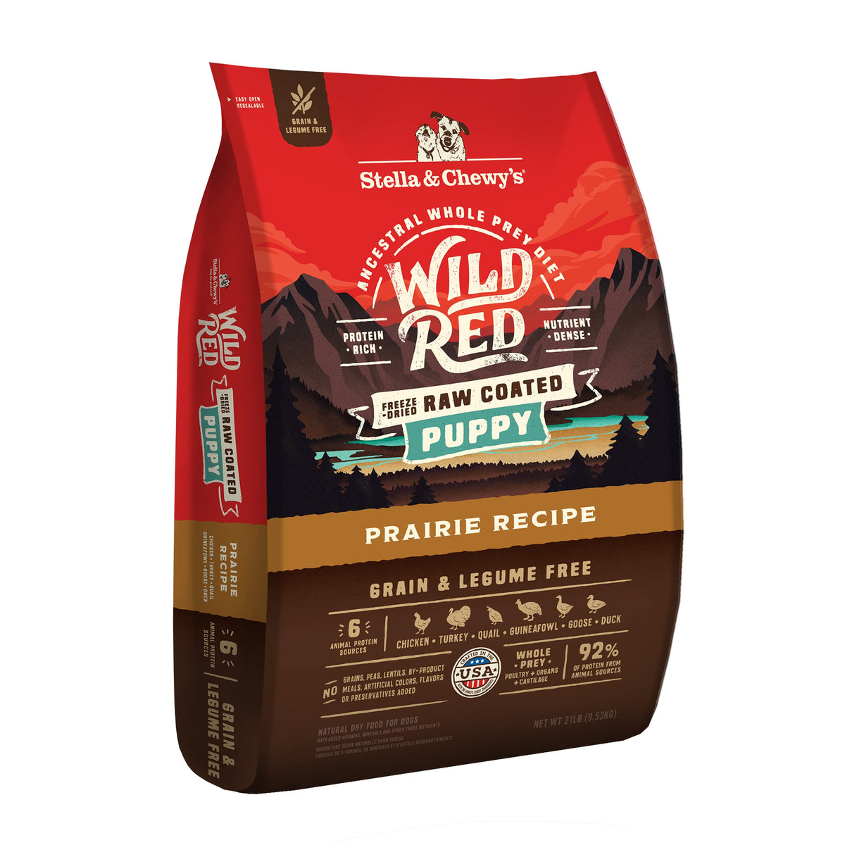 Stella & Chewy's Wild Red raw-coated kibble bites for puppies palatability