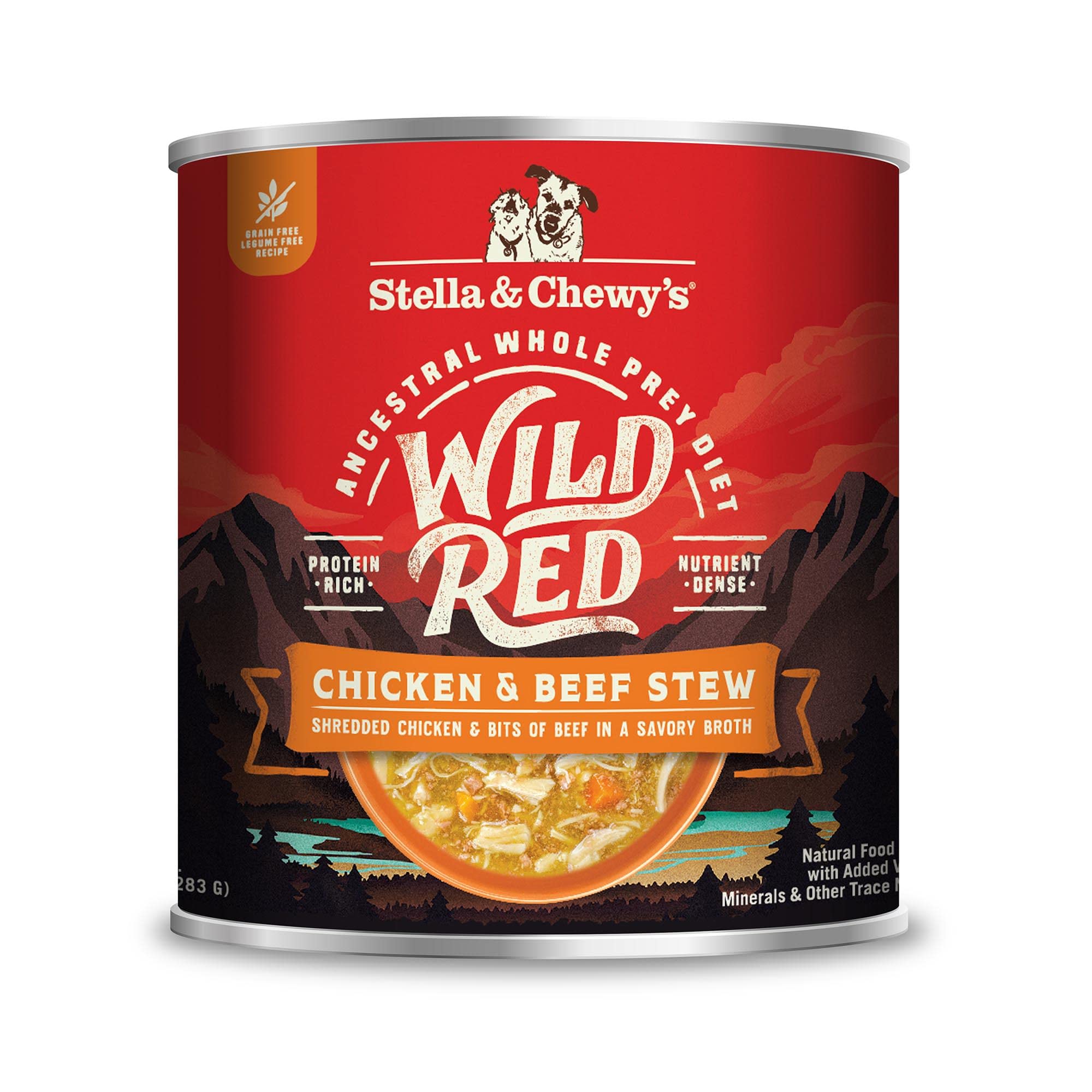 Stella & Chewy's Wild Red wet dog food in a bowl, supports protein-rich meals for picky eaters.