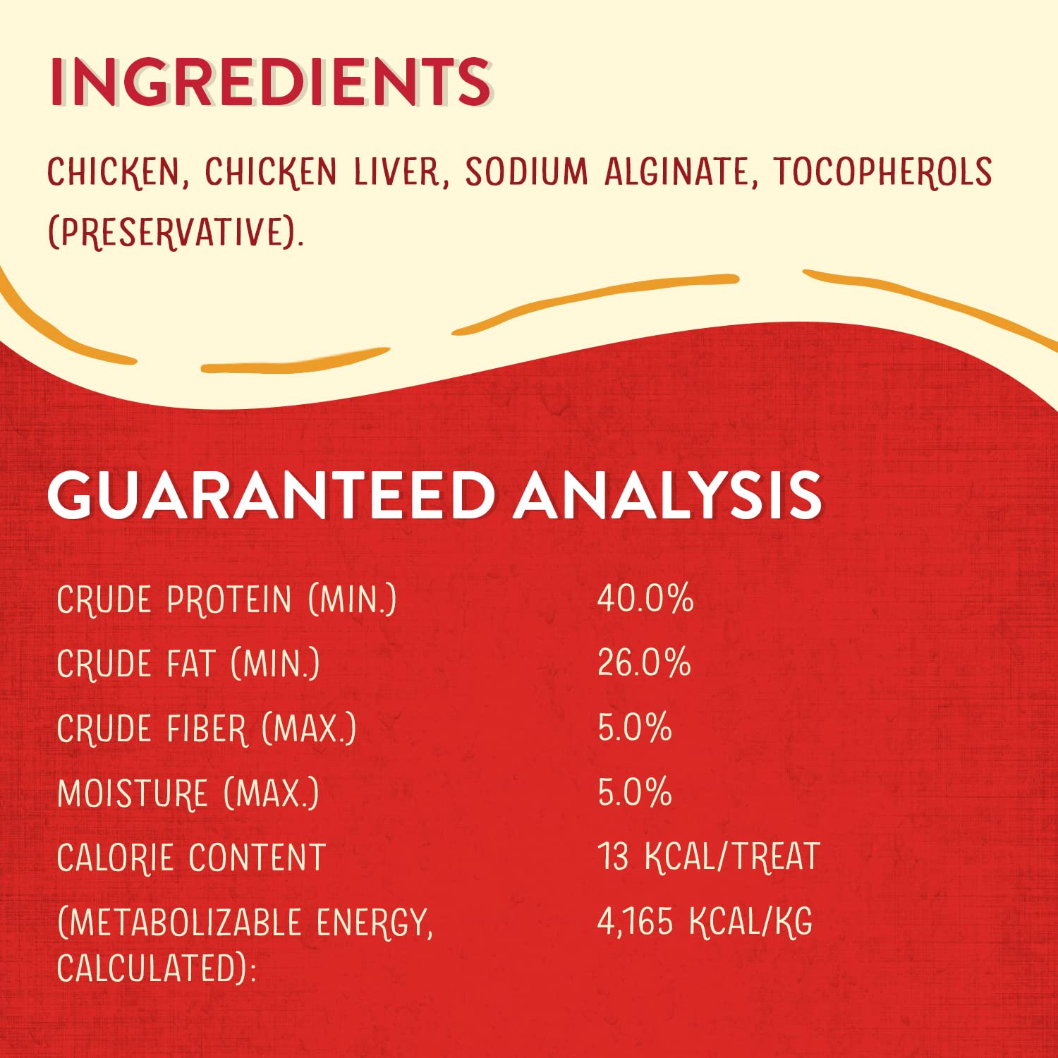 Close-up of Stella Chewys Wild Weenies 97 percent meat formula.