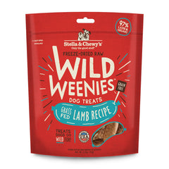 Stella & Chewy's Wild Weenies bag front, USA-made training treats for rewarding sessions.