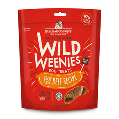 Pack shot of Stella & Chewy's Wild Weenies, USA-made training rewards.