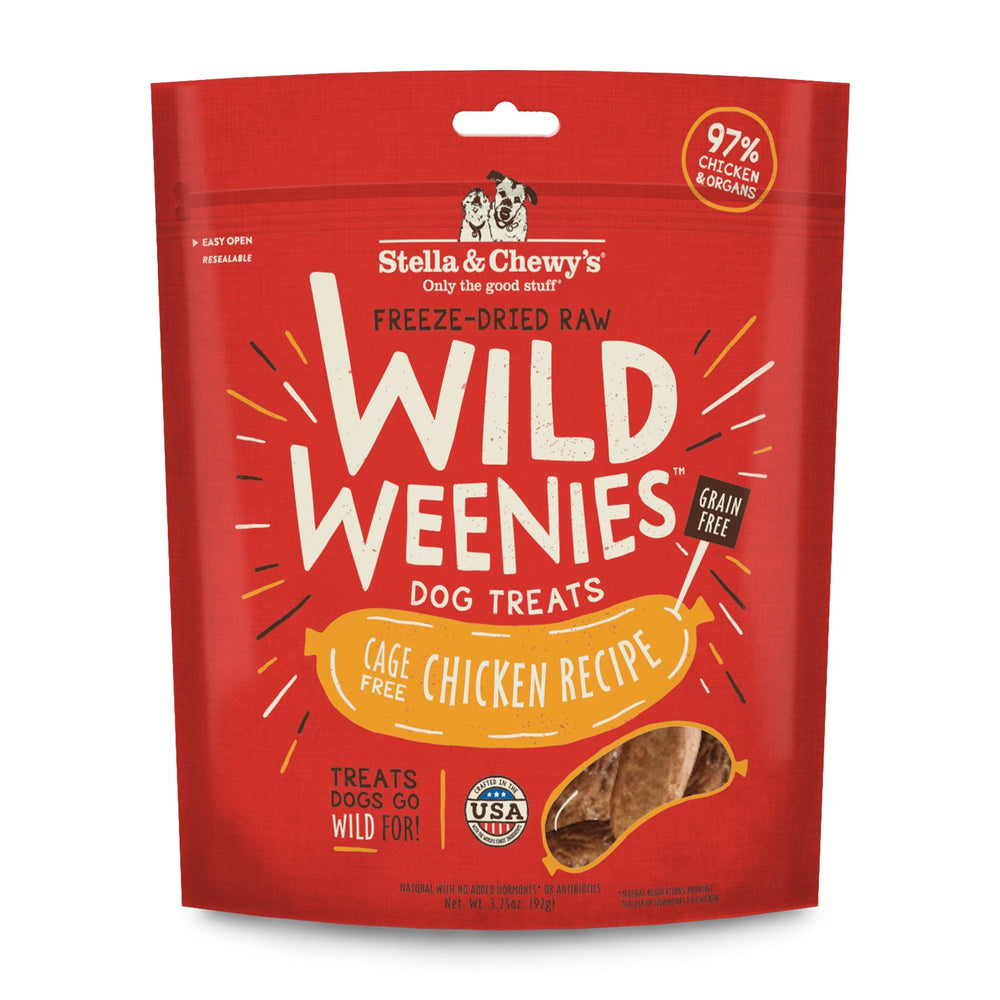 Stella & Chewy's Wild Weens bag front, ideal training reward with high-protein chicken.