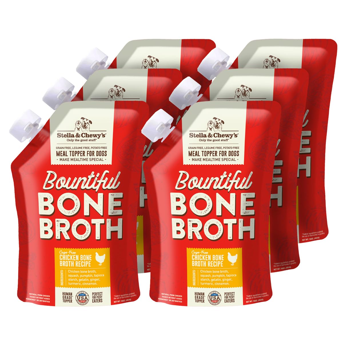 Stella & Chewy's bone broth pour over kibble to boost moisture and flavor for dogs