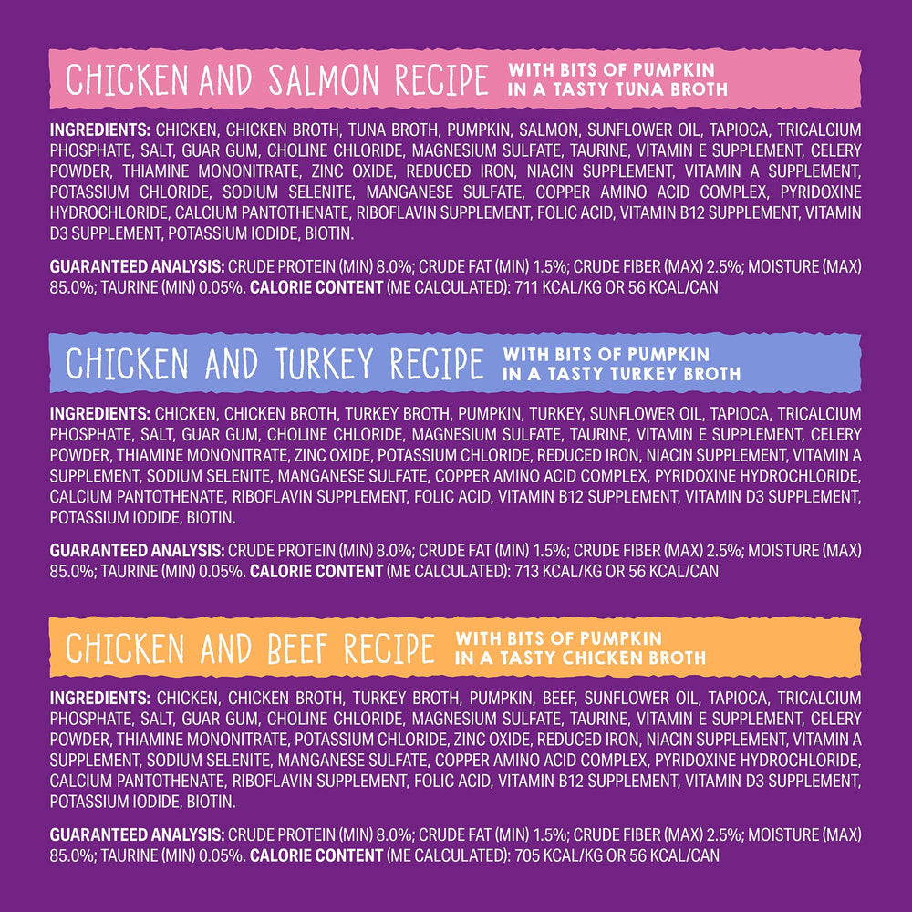 Stella & Chewy's Savory Shreds are grain-free, gluten-free, carrageenan-free for easier digestion.