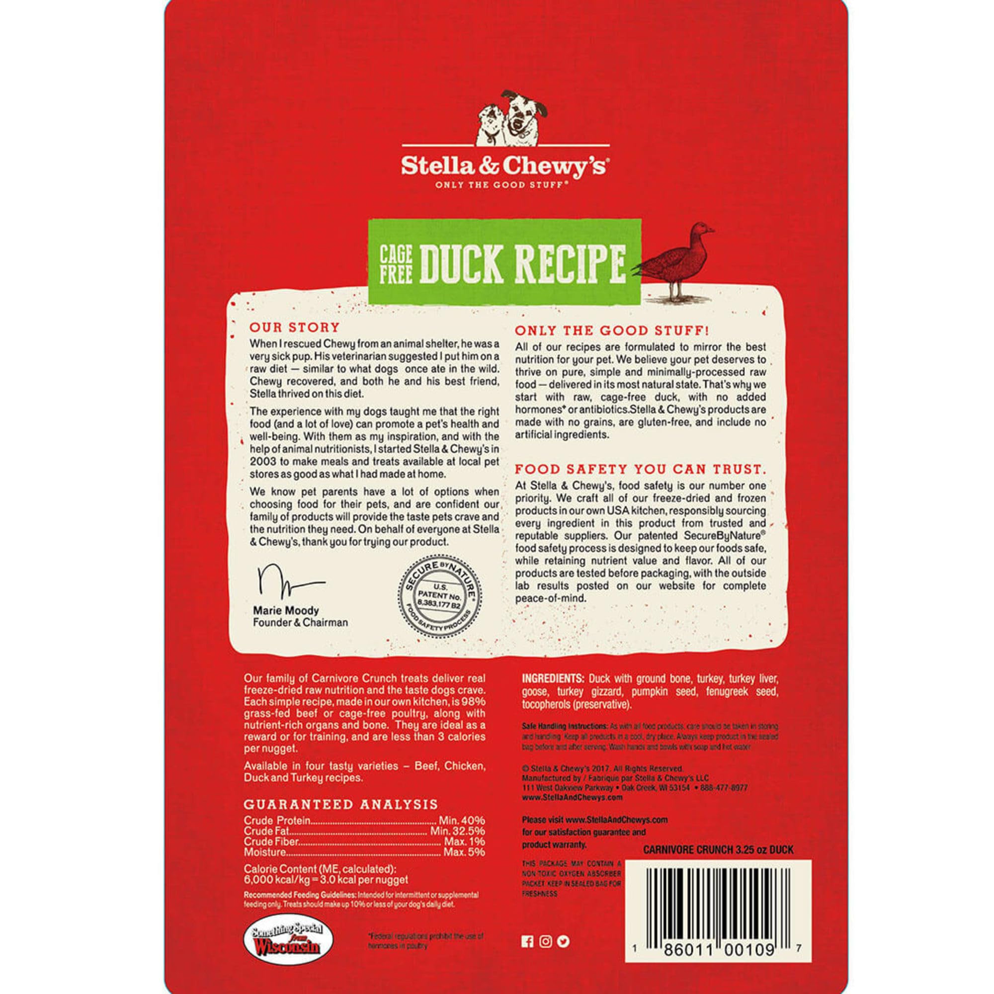 Stella & Chewy's freeze-dried duck treat bag with bite-sized pieces for rewards.