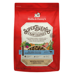 Stella & Chewy's SuperBlends whitefish-salmon raw-coated kibble delivers flavorful nutrition for dogs.