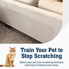Clear 17x12-inch shield guarding fabric upholstery from pet claws