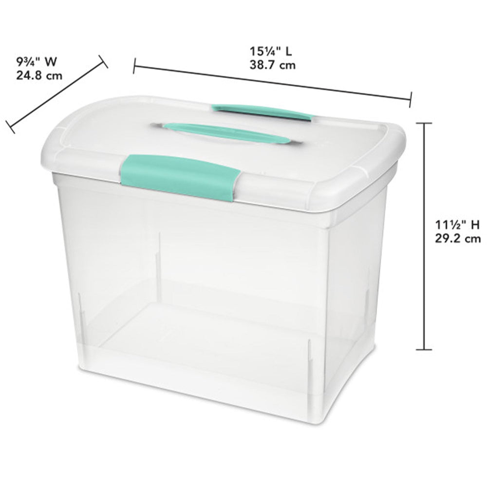 Sterilite ShowOffs blue latches lid keeps contents sealed during transport.