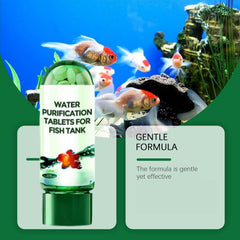 Pouring Steriqotu tablet into a tank shows simple, rapid water clarification process.
