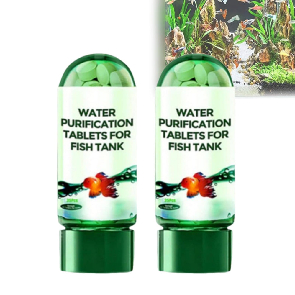 Steriqotu water purification tablet package front highlights brand and clarity promise for aquariums.