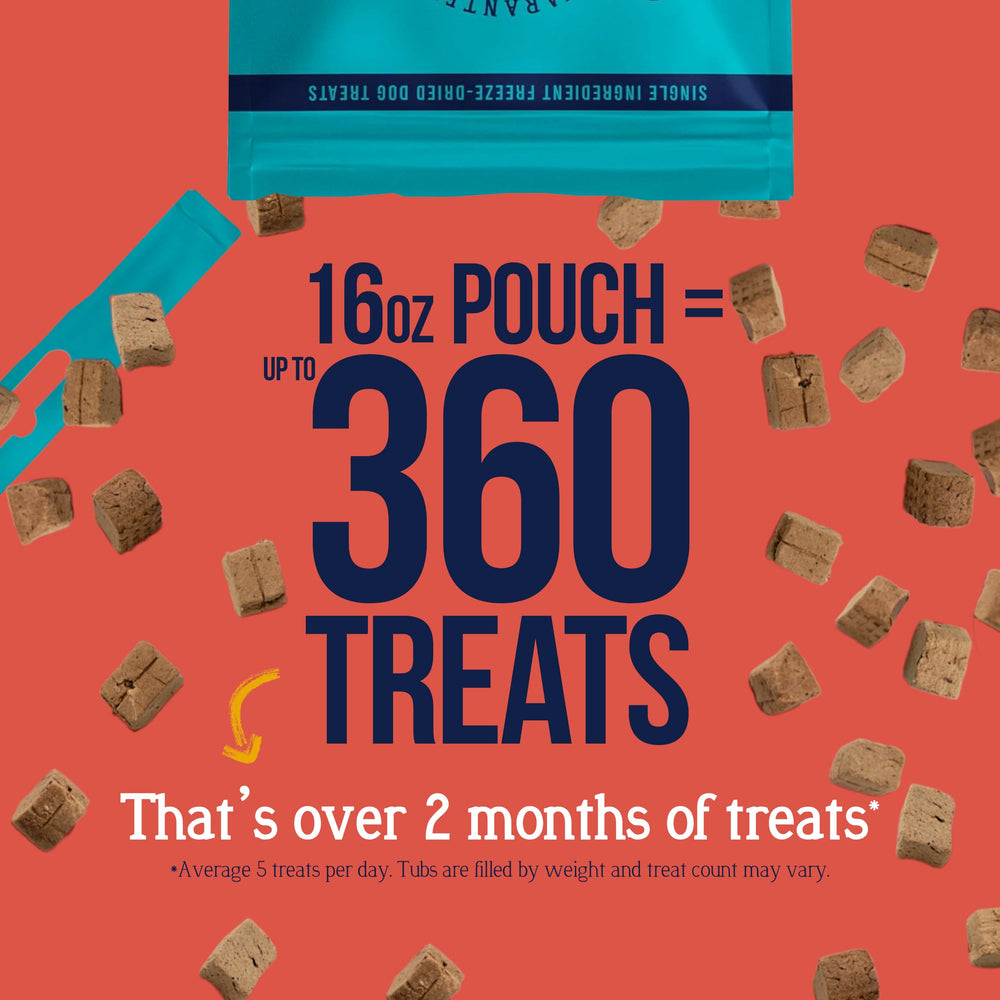 Stewart beef liver treats showing 360 pieces for daily rewards