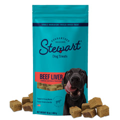 Stewart beef liver treats in a resealable pouch ideal for training sessions