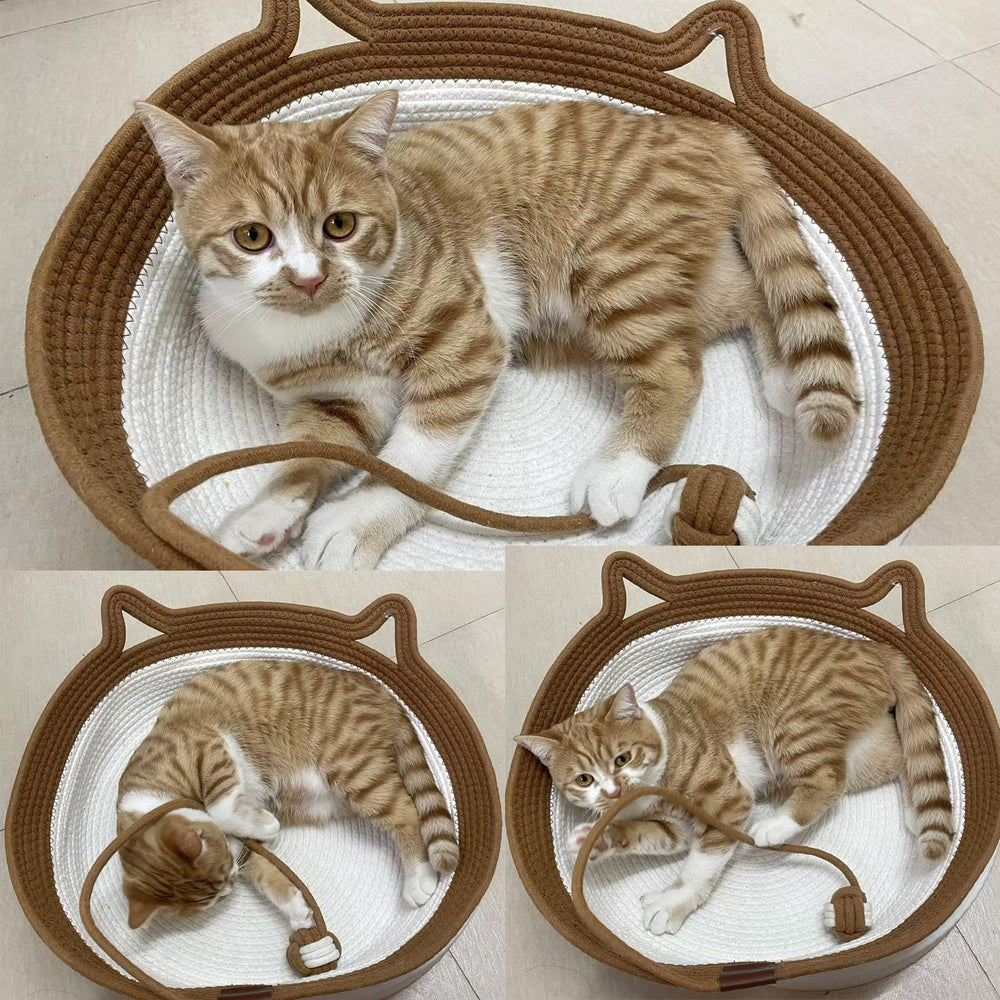 Stimulicat cat bed handwoven rope cotton shows natural texture and durable support