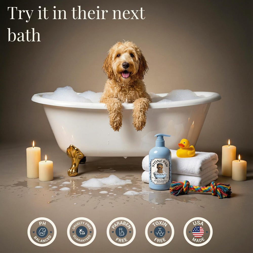 Stonepaw Doodle Shampoo grapefruit-lavender fragrance in bottle.