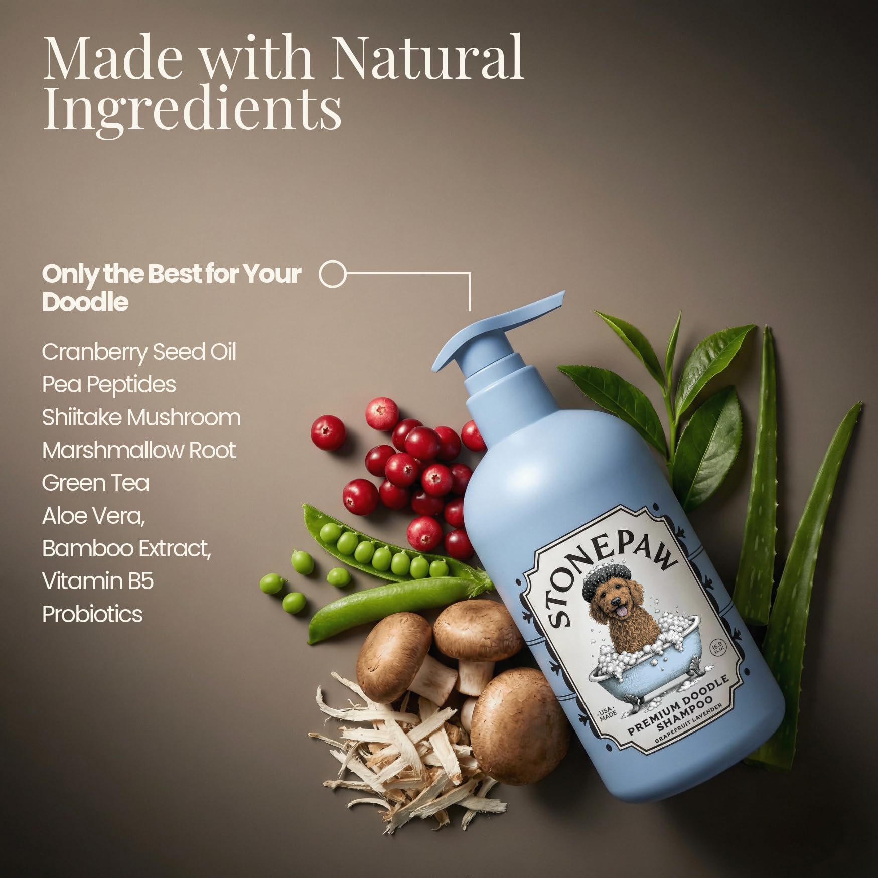 Stonepaw Doodle Shampoo lather during bath for fluffy, comfortable coat.