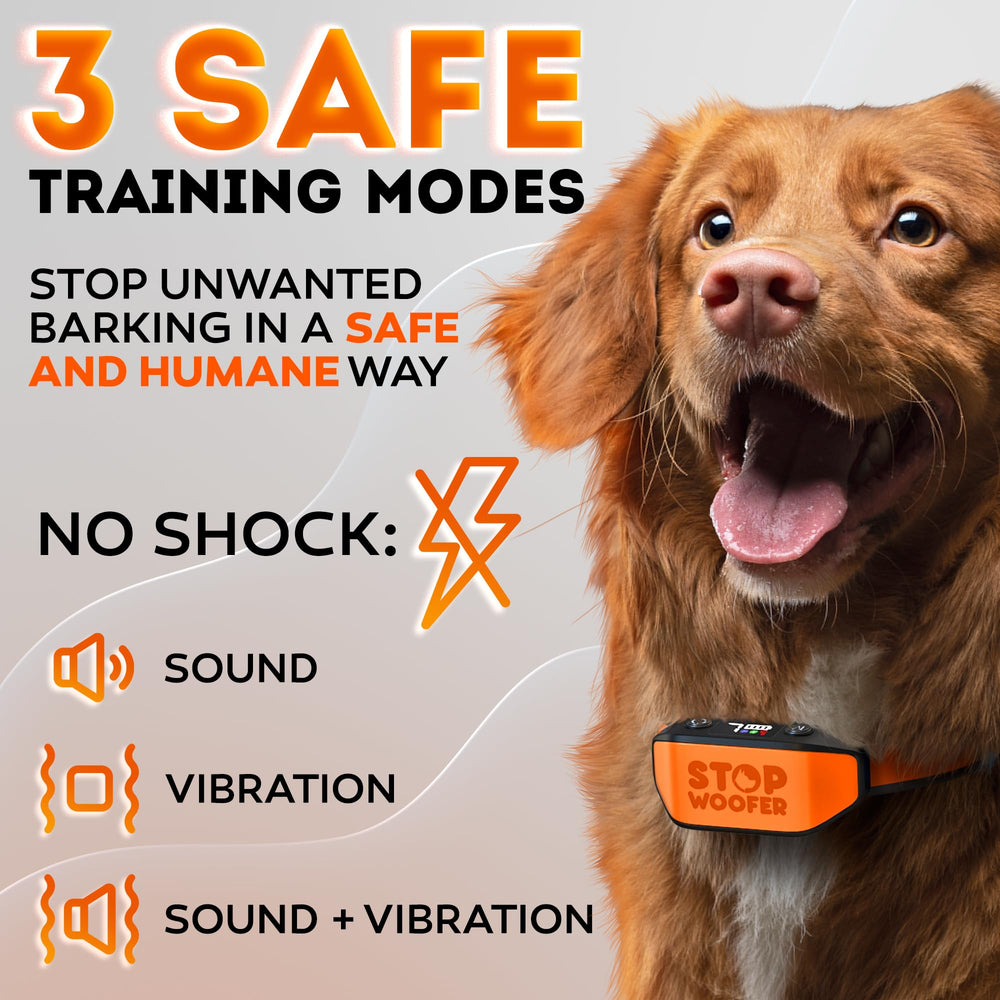 STOPWOOFER bark collar with smart sensor side view for precise cues.