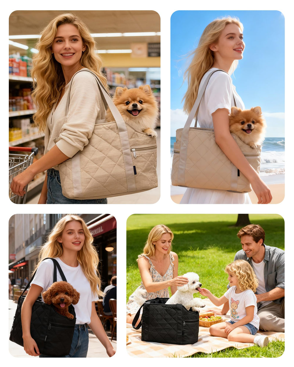 STRAODTIC black dog purse carrier is travel-friendly for city outings.