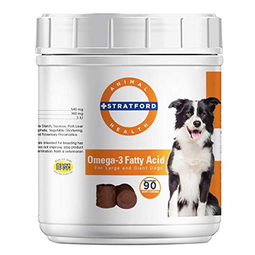 Stratford EZ Chew Omega-3 soft chews for dogs in bottle, supporting healthy skin and joints
