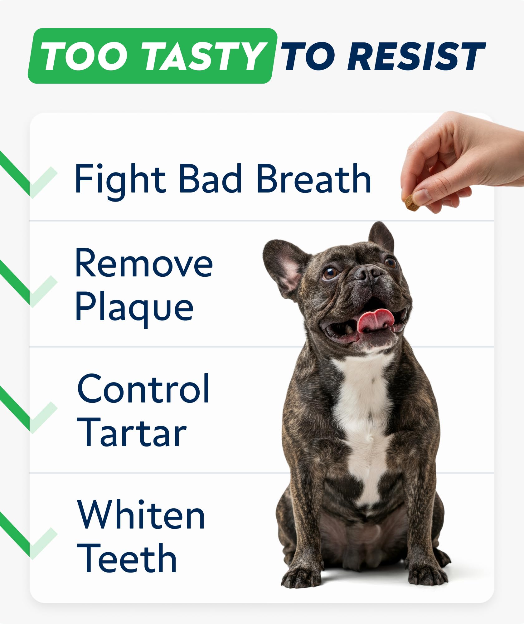 STRELLALAB chews packaging highlights plaque control benefits for dogs.
