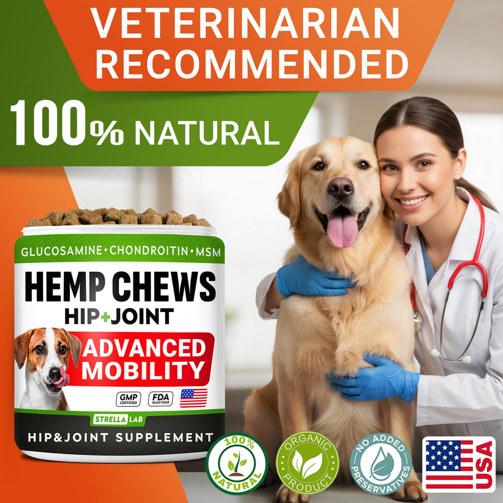 STRELLALAB glucosamine-chondroitin blend supports hip and joint health.