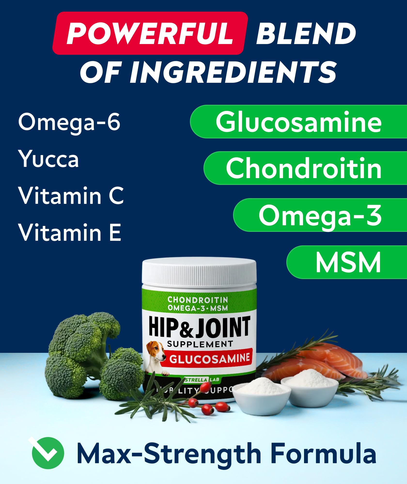 STRELLALAB chondroitin MSM dogs—comprehensive joint support chews.