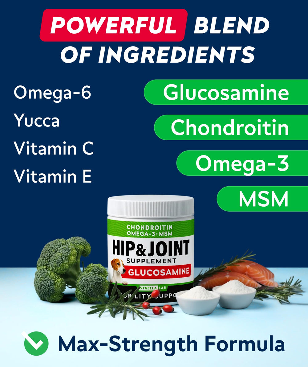 STRELLALAB chondroitin MSM dogs—comprehensive joint support chews.