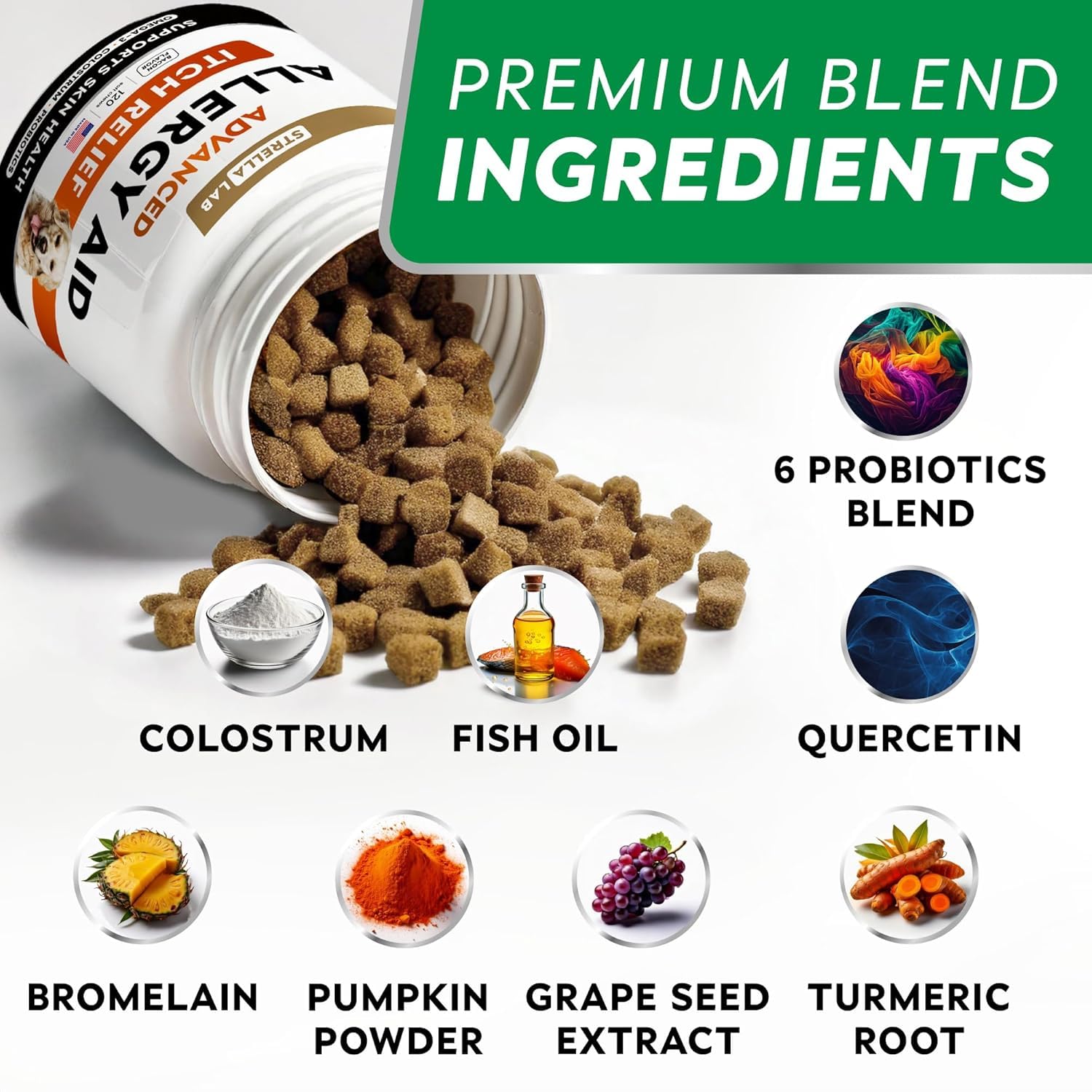 STRELLALAB dog allergy chews immune-support boosts daily vitality and seasonal comfort