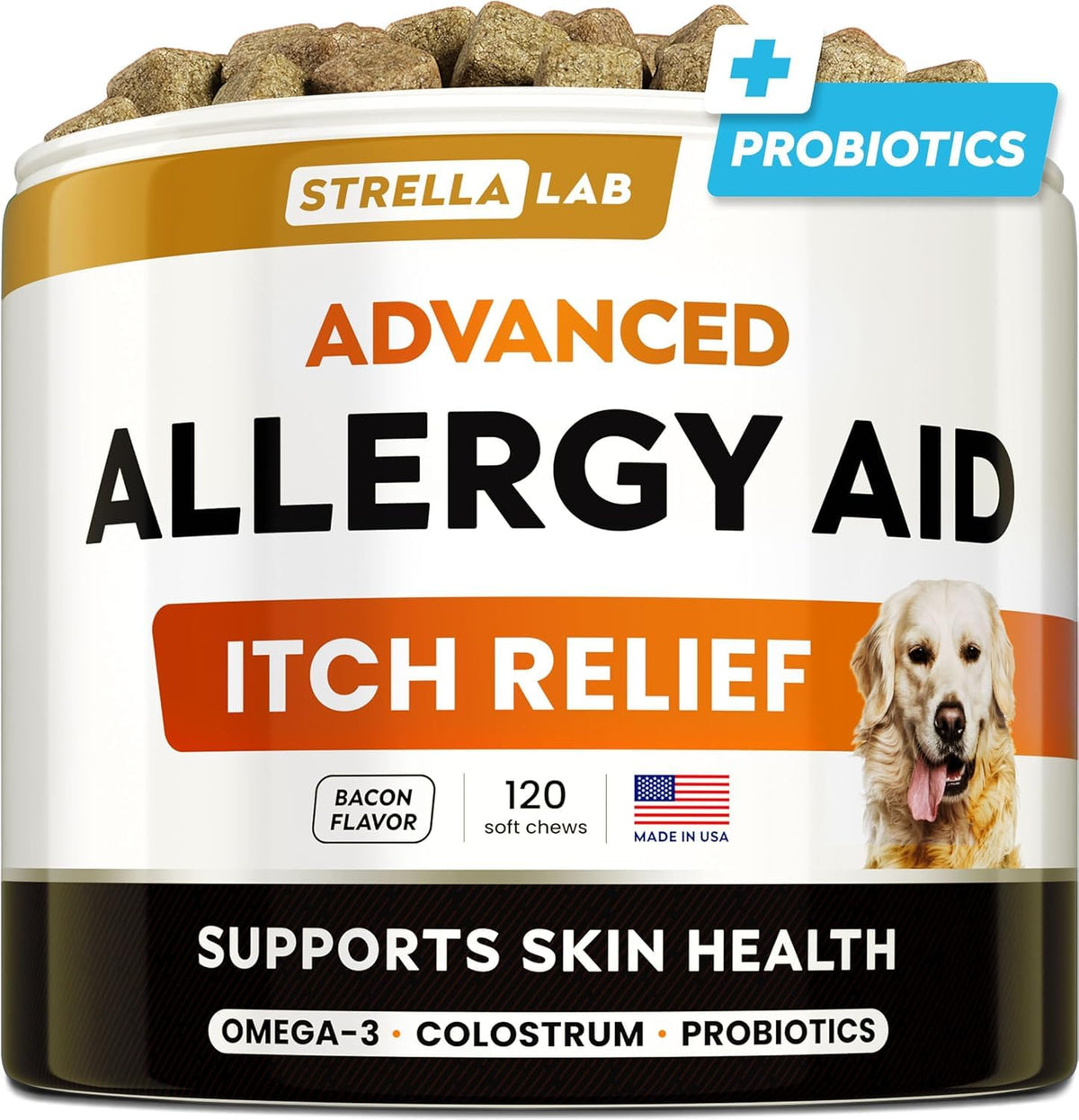 STRELLALAB dog allergy chews itch-relief to soothe itchy skin and support coat health