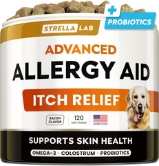 STRELLALAB dog allergy chews itch-relief to soothe itchy skin and support coat health