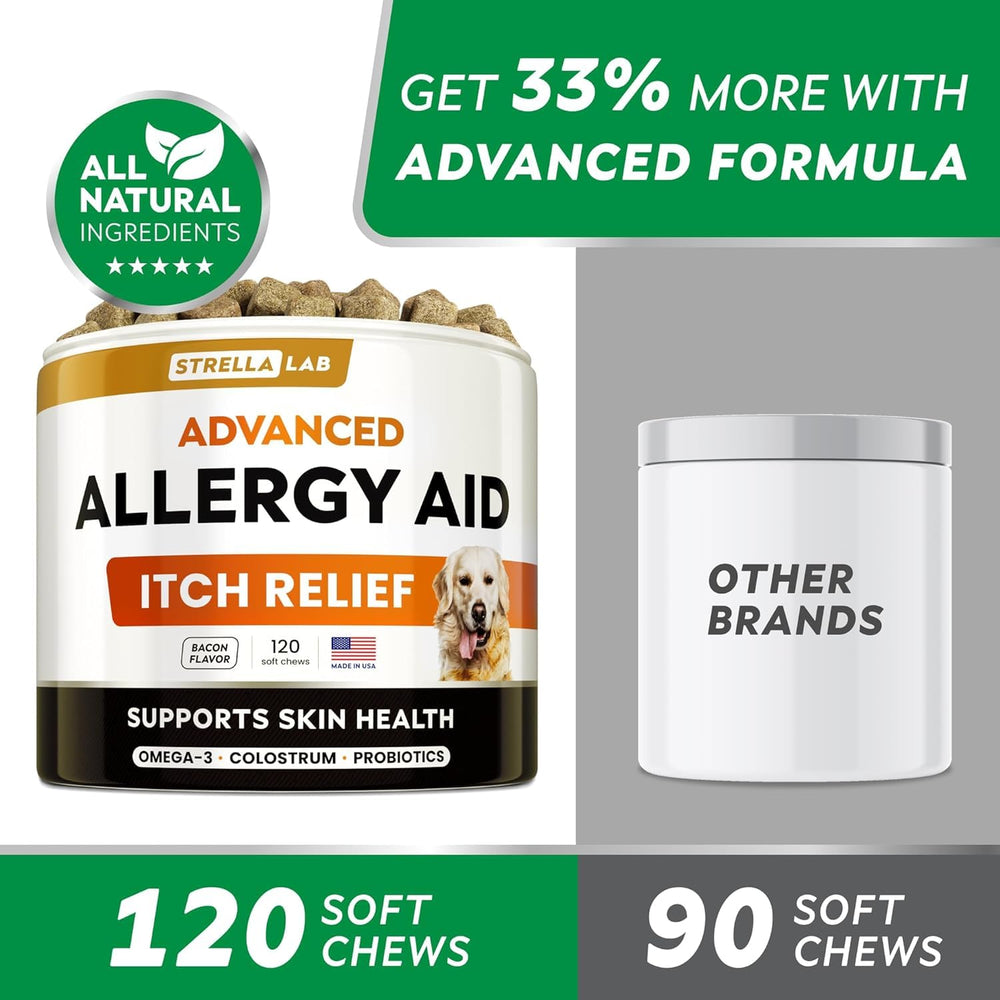 STRELLALAB dog allergy chews pumpkin-enzyme blend aids digestion and wellbeing