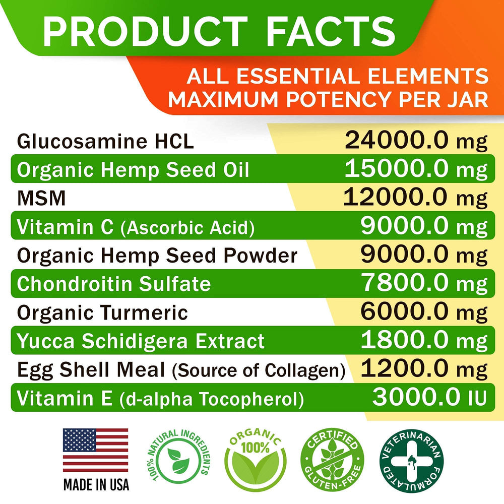 STRELLALAB dog joint supplement packaging image emphasizes USA made quality and trusted ingredients