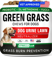 STRELLALAB Dog Pee Grass Chews bottle front helps keep lawns green and odor-free.