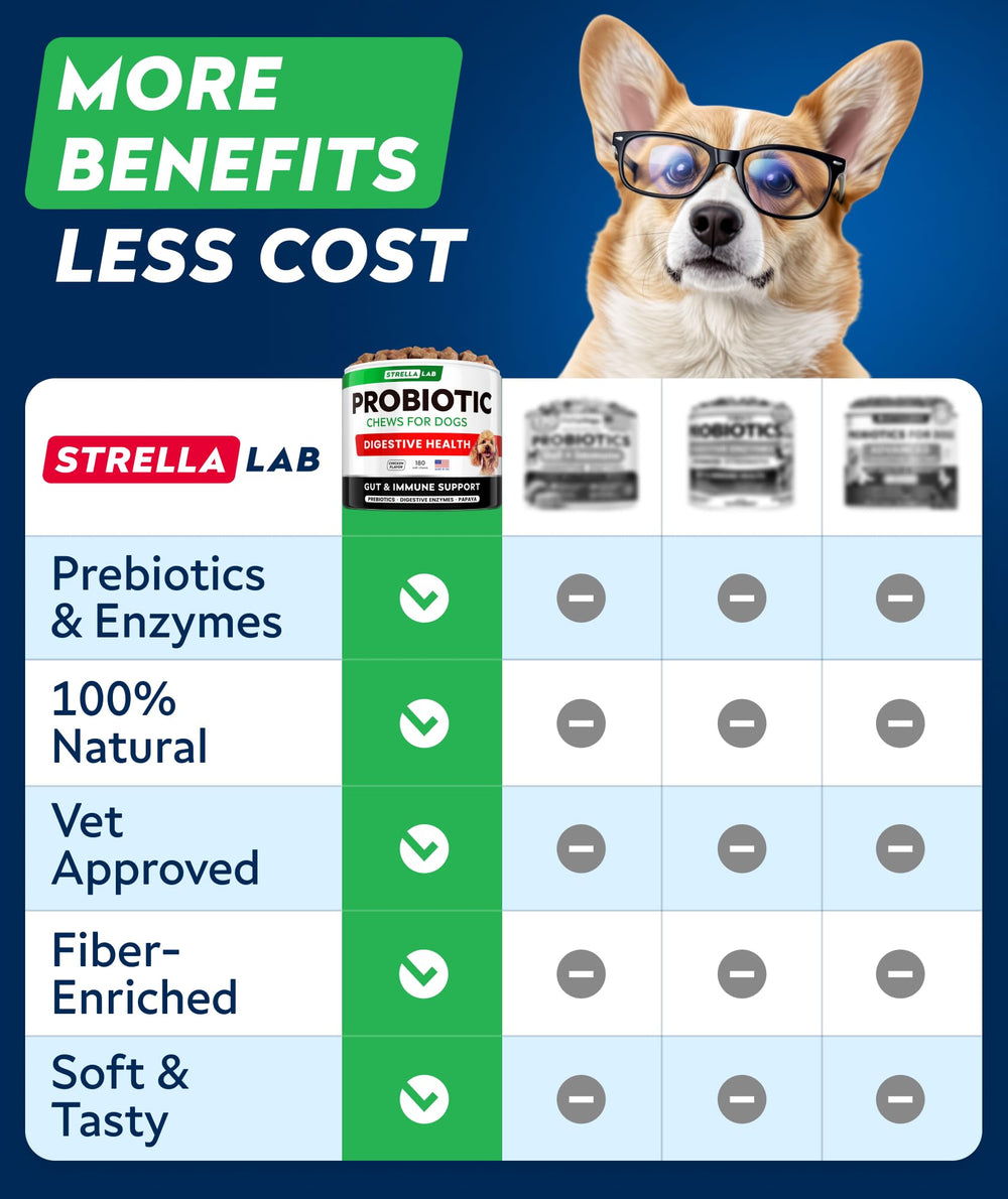 STRELLALAB Dog Probiotics Chews suitable for puppies and seniors