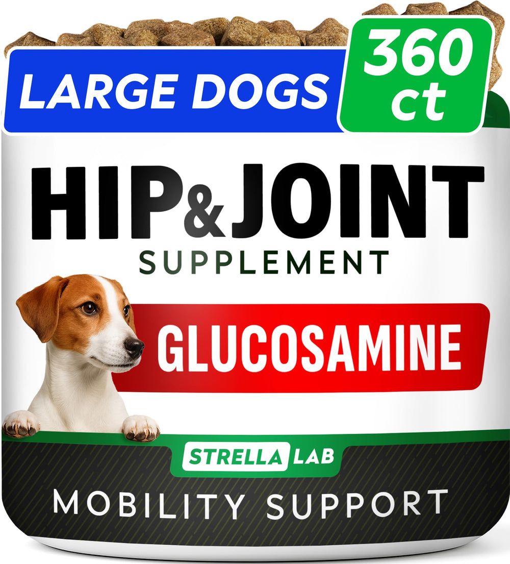 STRELLALAB glucosamine dogs chews 360-pack bottle for ongoing joint support