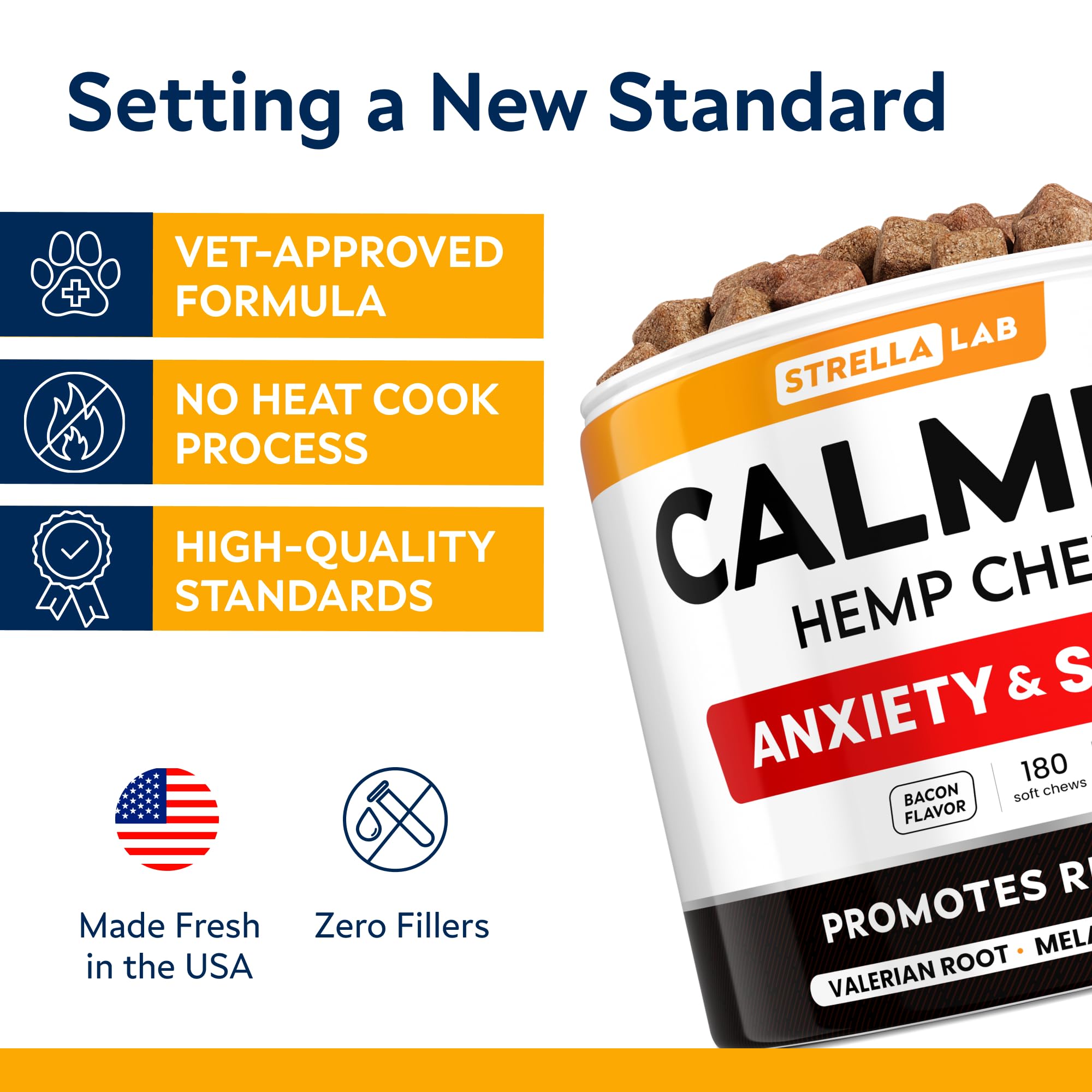STRELLALAB Hemp Calming Chews used for separation anxiety on daily outings.
