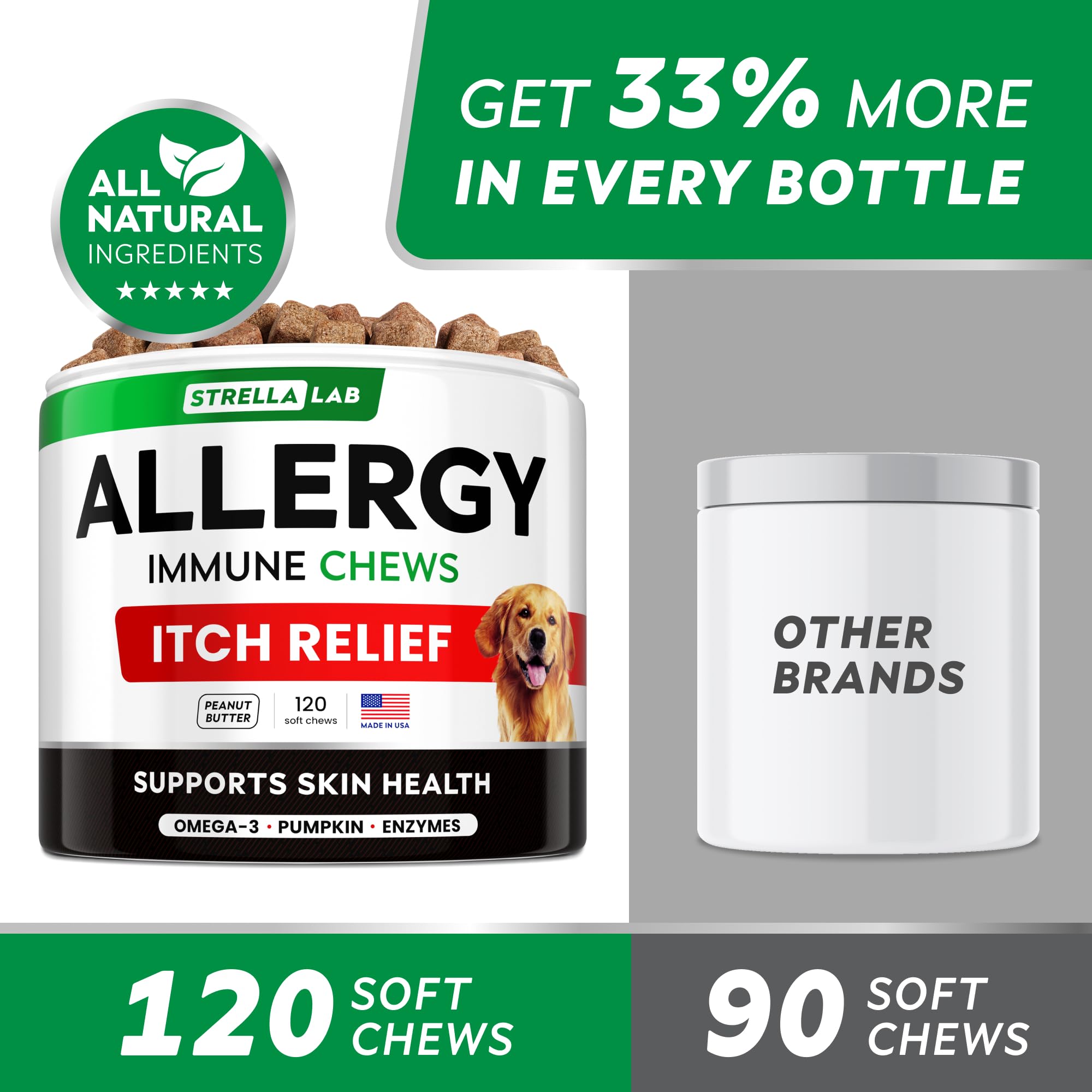 STRELLALAB immunity-boost dog supplement bottle illustrating immune support.