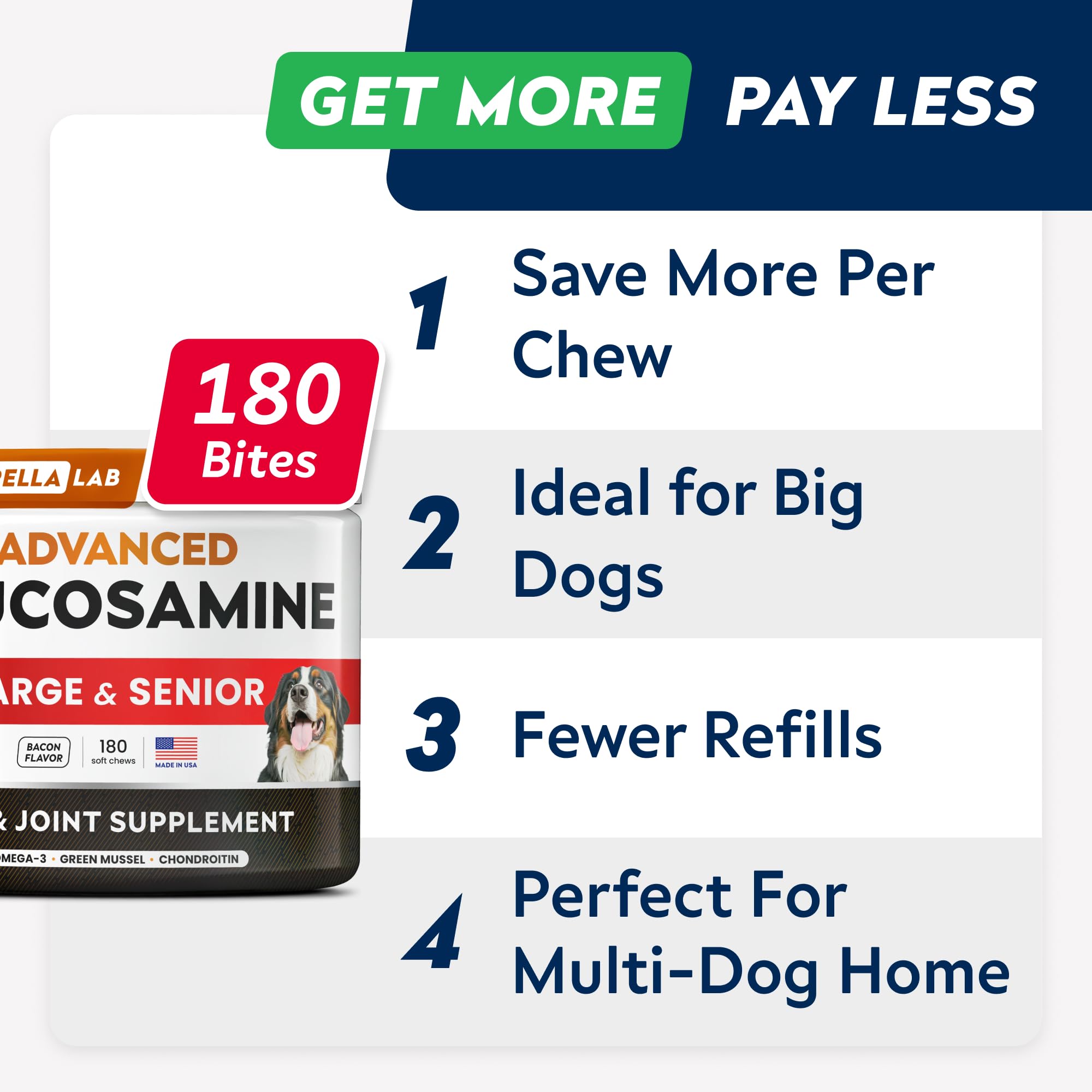 STRELLALAB Large-breed joint health chews promote steady mobility