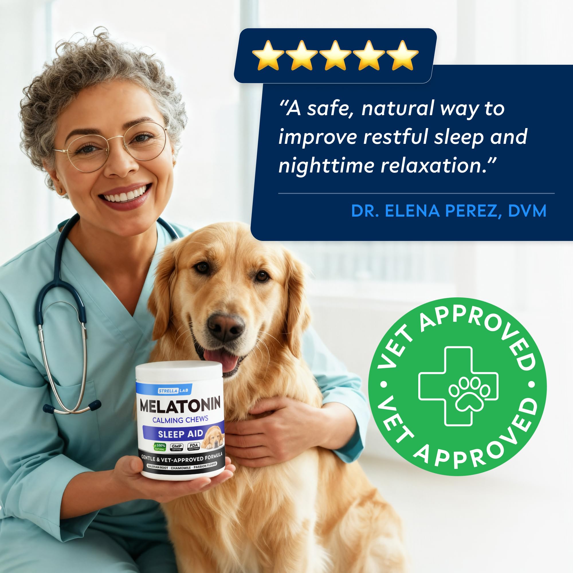 STRELLALAB medium dog sleep aid suitable for mid-size breeds at night.