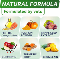 STRELLALAB omega-3 dog chews with fish oil image emphasizing skin and coat support.