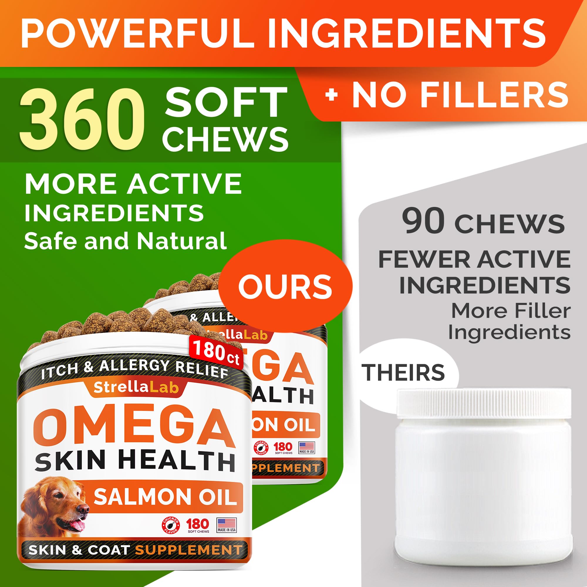 STRELLALAB Omega3 for Dogs treats closeup texture with chewy salmon flavor