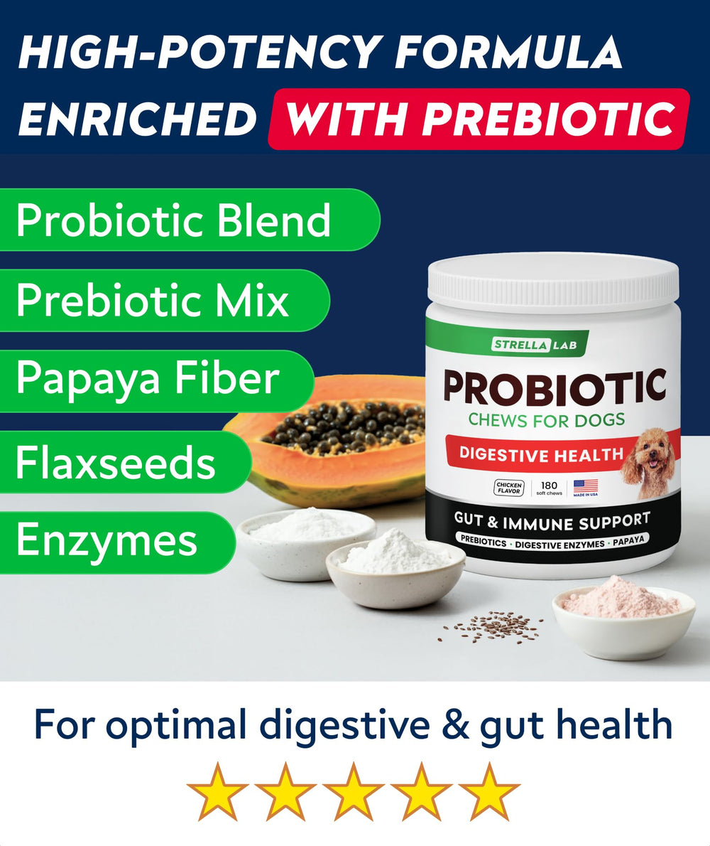 STRELLALAB Probiotics Chews enzyme blend close-up showcases natural ingredients