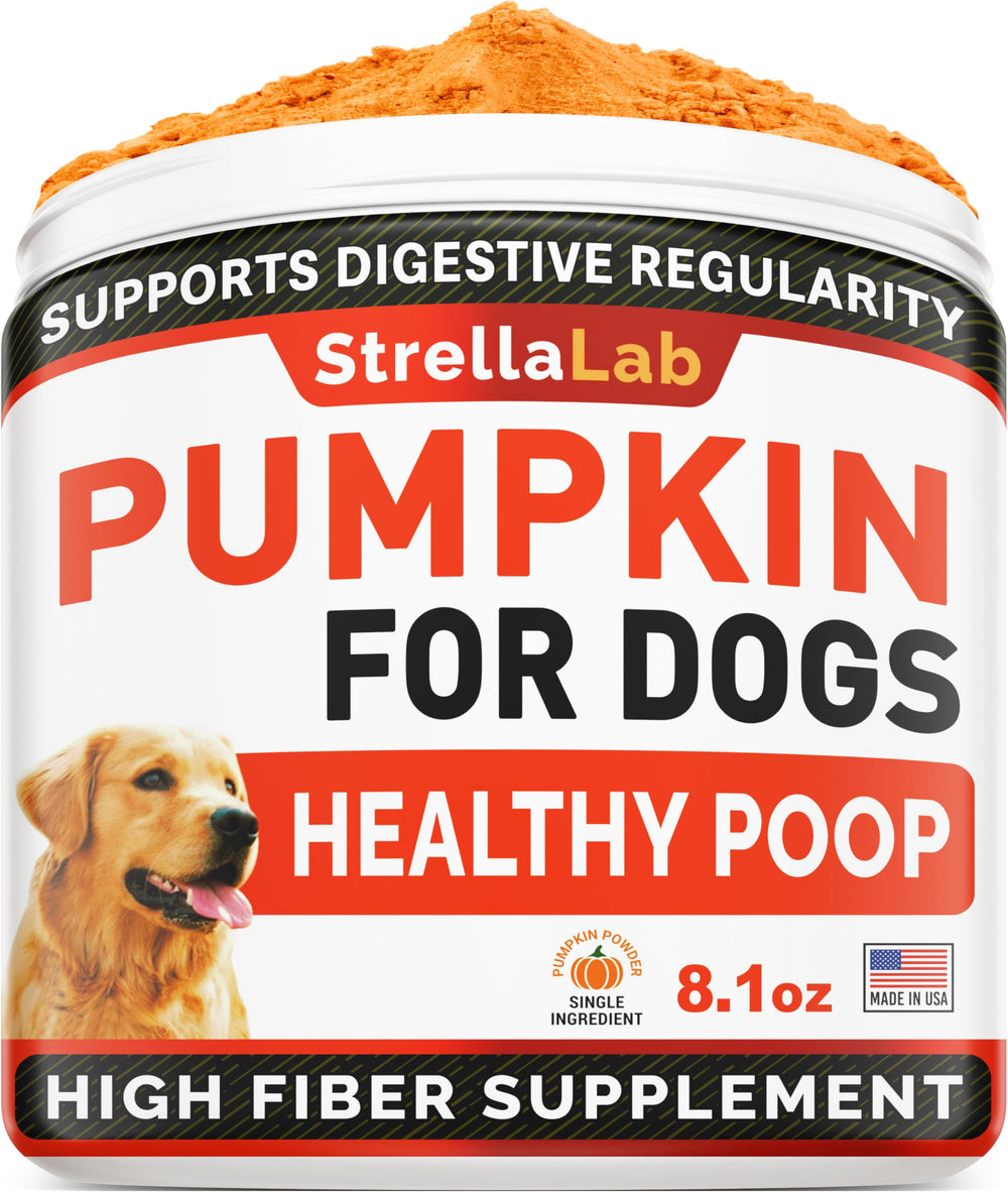 STRELLALAB pumpkin for dogs jar front view supports digestion