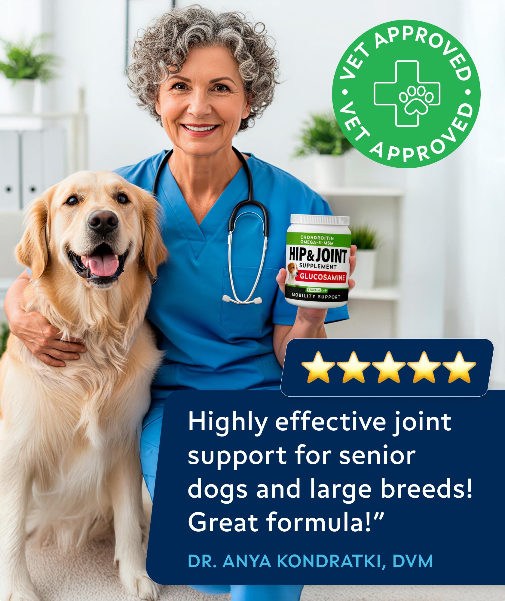 STRELLALAB USA-made dog joint supplement—reliable American quality.