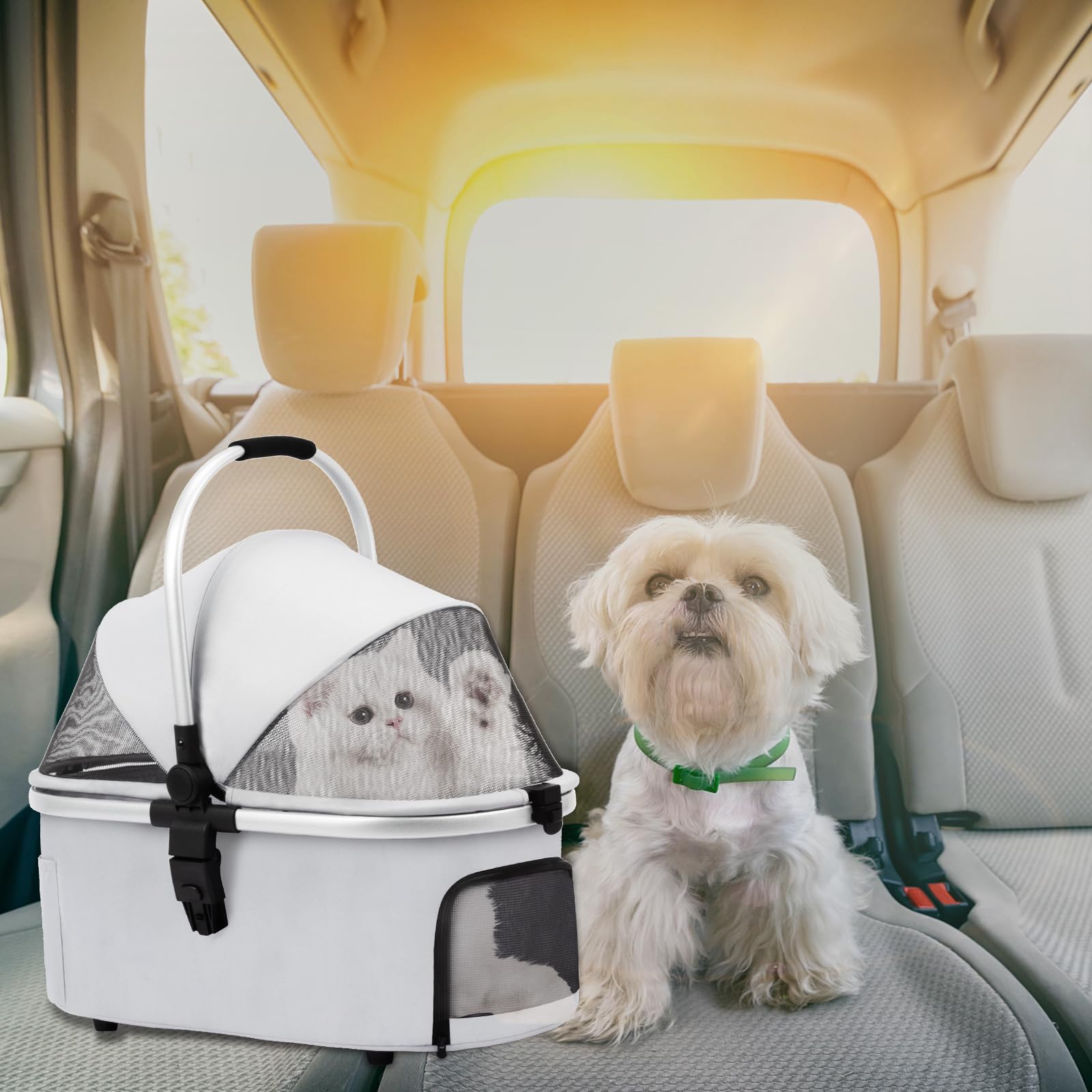 Strocare 3-in-1 pet stroller quick-assembly and one-hand folding