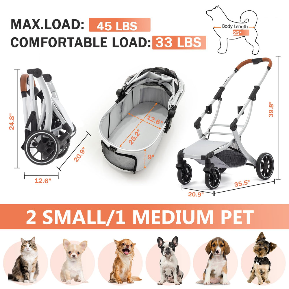 Strocare 3-in-1 pet stroller detachable carrier in use for travel
