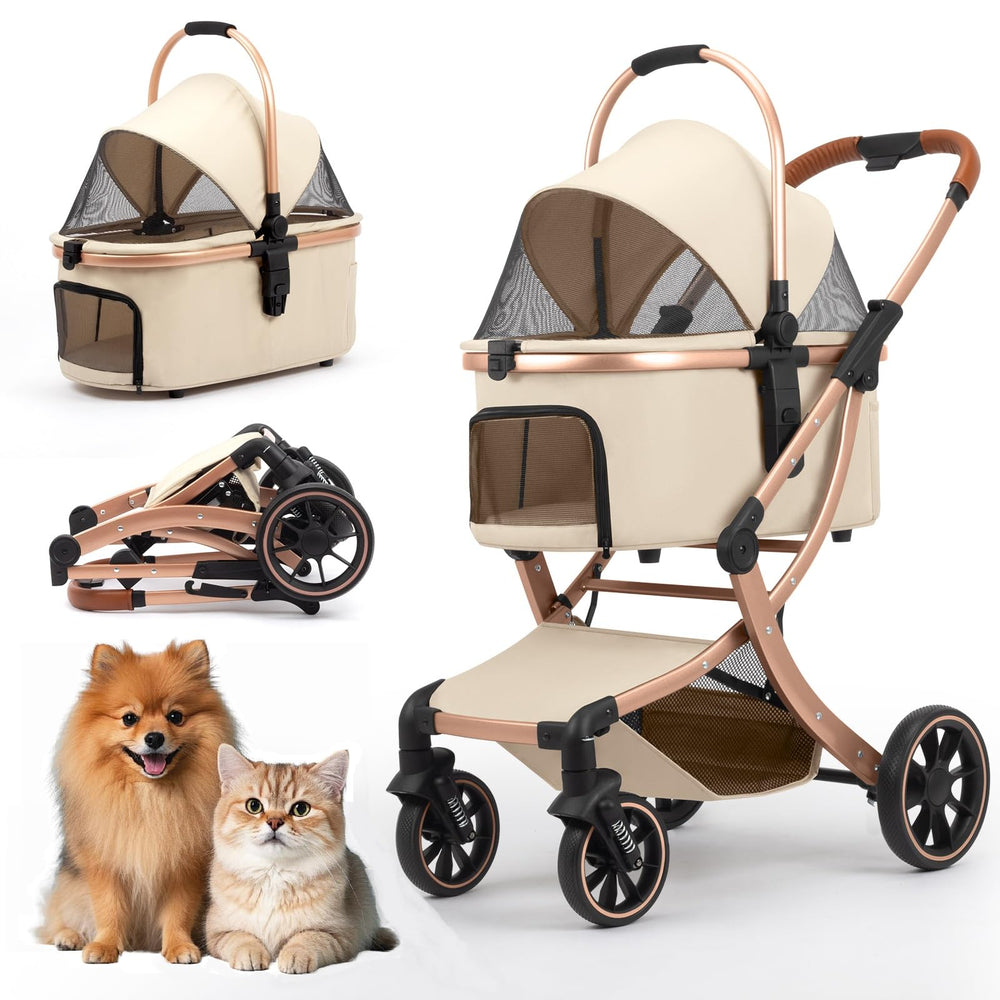Strocare 3-in-1 pet stroller folded compact for storage