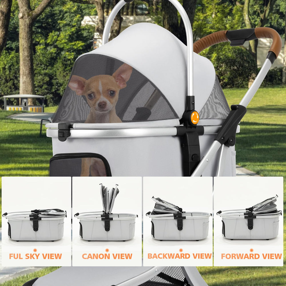 Strocare 3-in-1 pet stroller khaki color option for outings