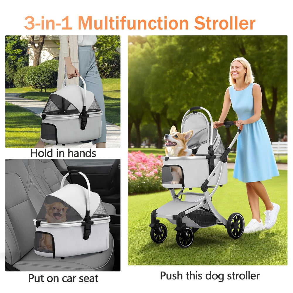 Strocare 3-in-1 pet stroller storage basket for essentials on outings