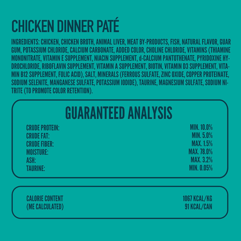 Strongheart chicken dinner pate close-up texture shows silky pate appeal for cats.